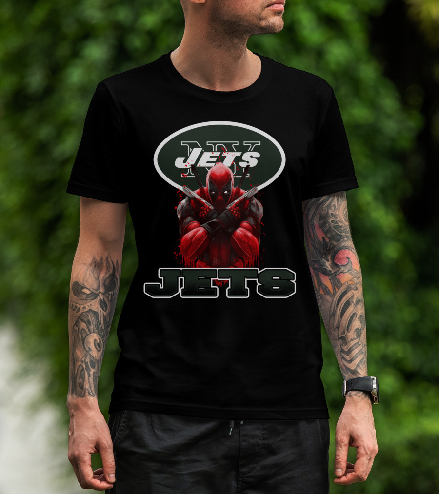 NY Jets Deadpool Crossover Fan Mashup T-Shirt