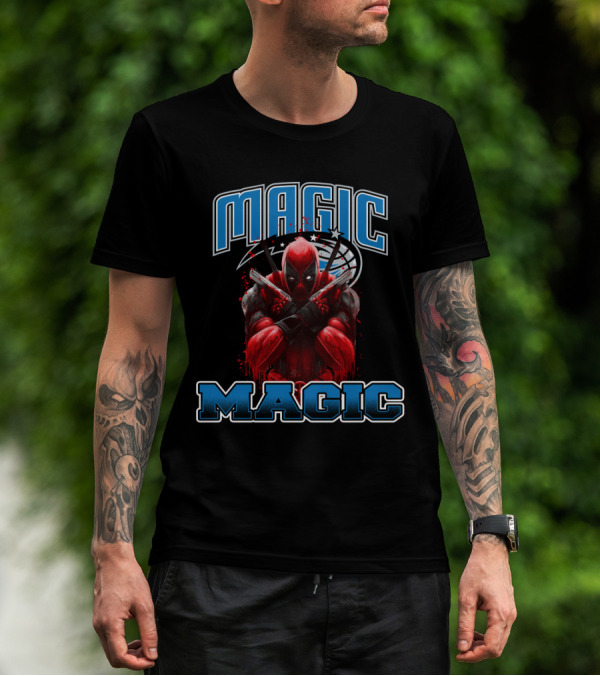 Orlando Magic Deadpool Crossover Fans Basketball Superhero Mashup T-Shirt
