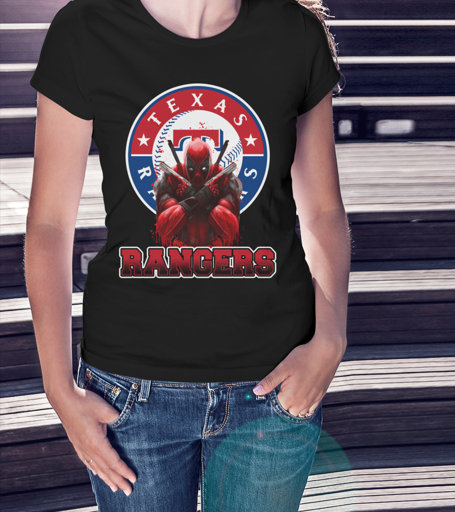 Texas Rangers Deadpool Crossover With Baseball T-Shirt