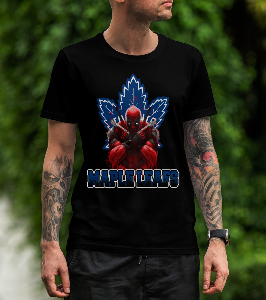 Maple Leafs Deadpool Crossover Logo Toronto Fans T-Shirt