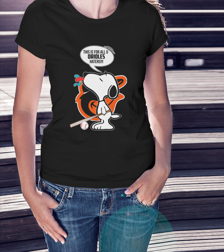 Snoopy Celebrating Baltimore Orioles With Baseball Bat For Orioles Haters T-Shirt