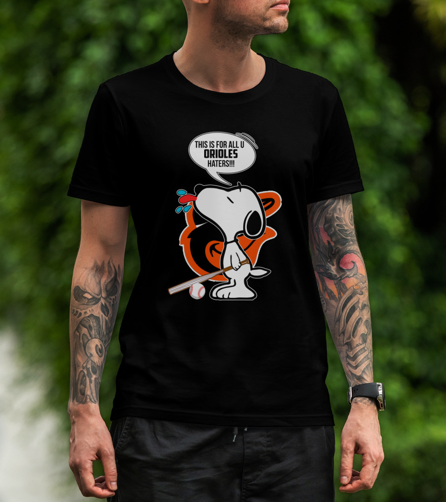 Snoopy Celebrating Baltimore Orioles With Baseball Bat For Orioles Haters T-Shirt