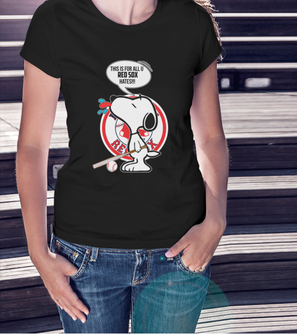 Snoopy Baseball Boston Red Sox Fans Humor Speech Bubble T-Shirt