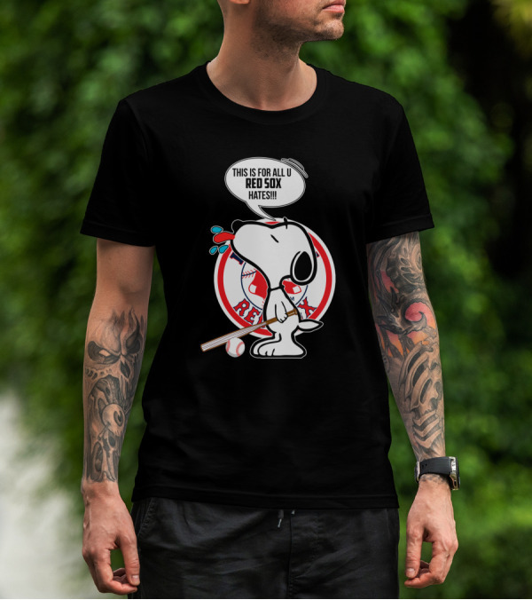 Snoopy Baseball Boston Red Sox Fans Humor Speech Bubble T-Shirt