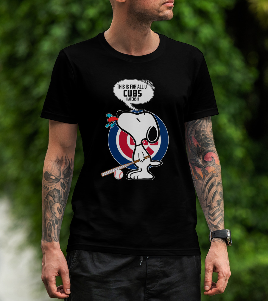 Snoopy Cubs Haters Speech Bubble Baseball Bat Chicago Fans T-Shirt