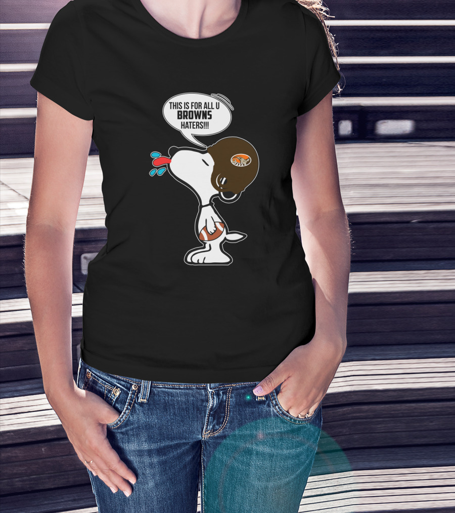 Snoopy Cleveland Browns Haters Football Fan Statement T-Shirt