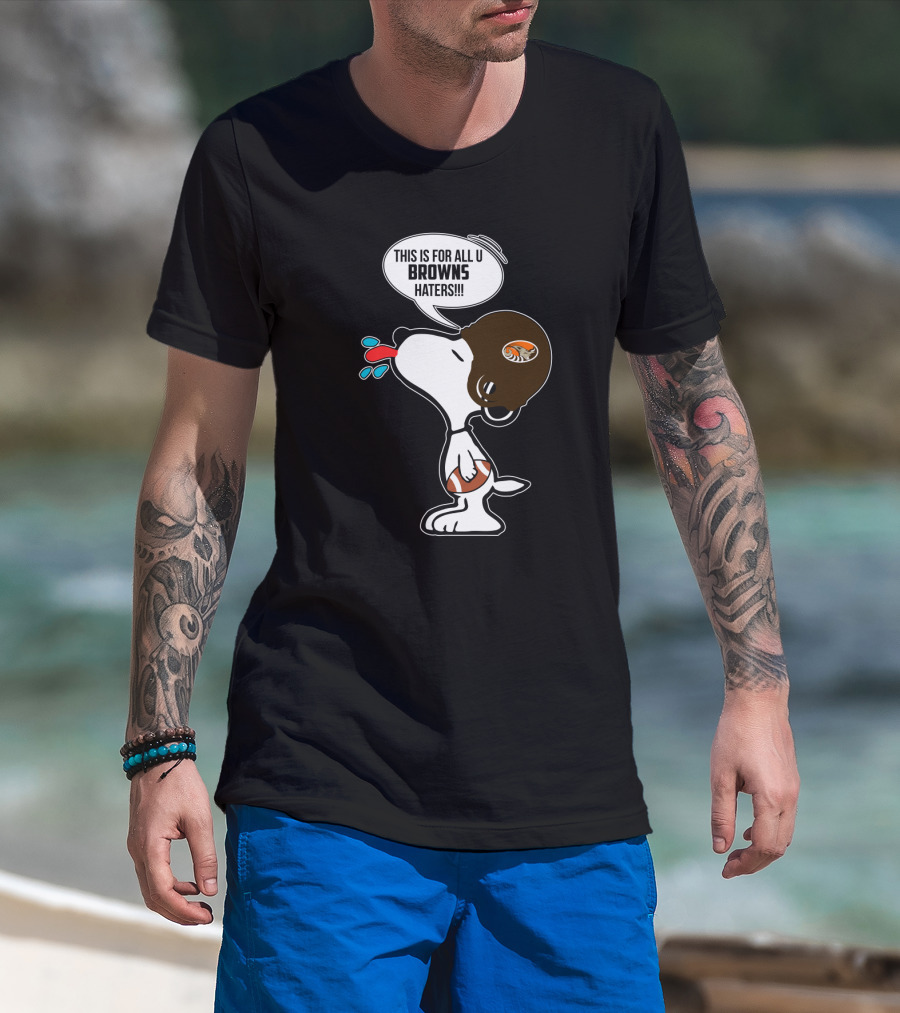 Snoopy Cleveland Browns Haters Football Fan Statement T-Shirt