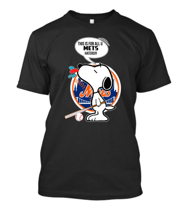 Snoopy New York Mets Fans Baseball Graphic - Mets Haters Speech Bubble T-Shirt