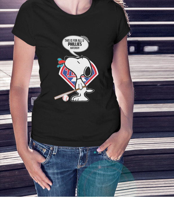 Snoopy Philadelphia Phillies Fans Cartoon Baseball Logo Phillies Haters T-Shirt