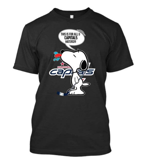Snoopy Washington Capitals Proud Fan Message With Hockey Stick T-Shirt