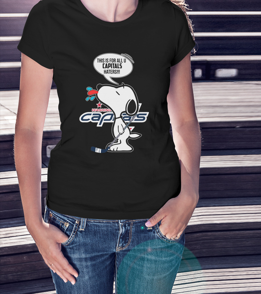 Snoopy Washington Capitals Proud Fan Message With Hockey Stick T-Shirt