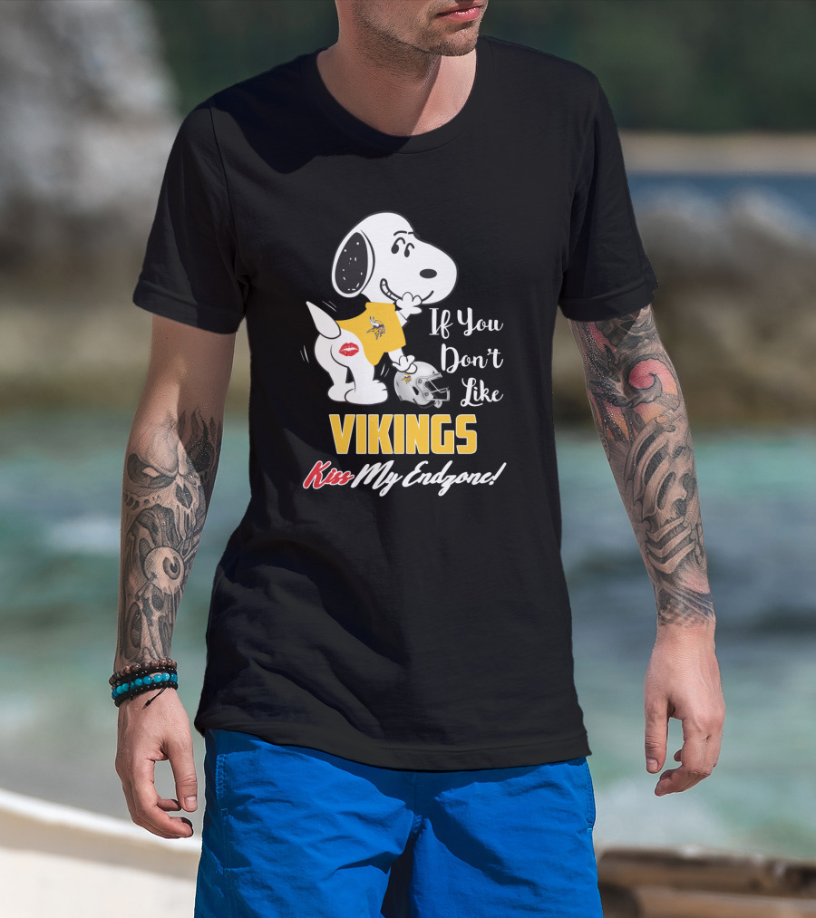 Snoopy If You Don’t Like Vikings Kiss My Endzone Minnesota Vikings Fans T-Shirt