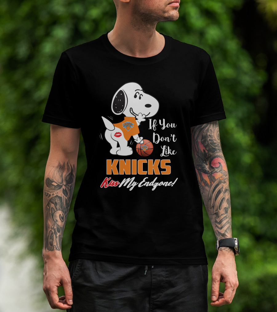 If You Don't Like Knicks Kiss My Endzone Snoopy And New York Knicks T-Shirt
