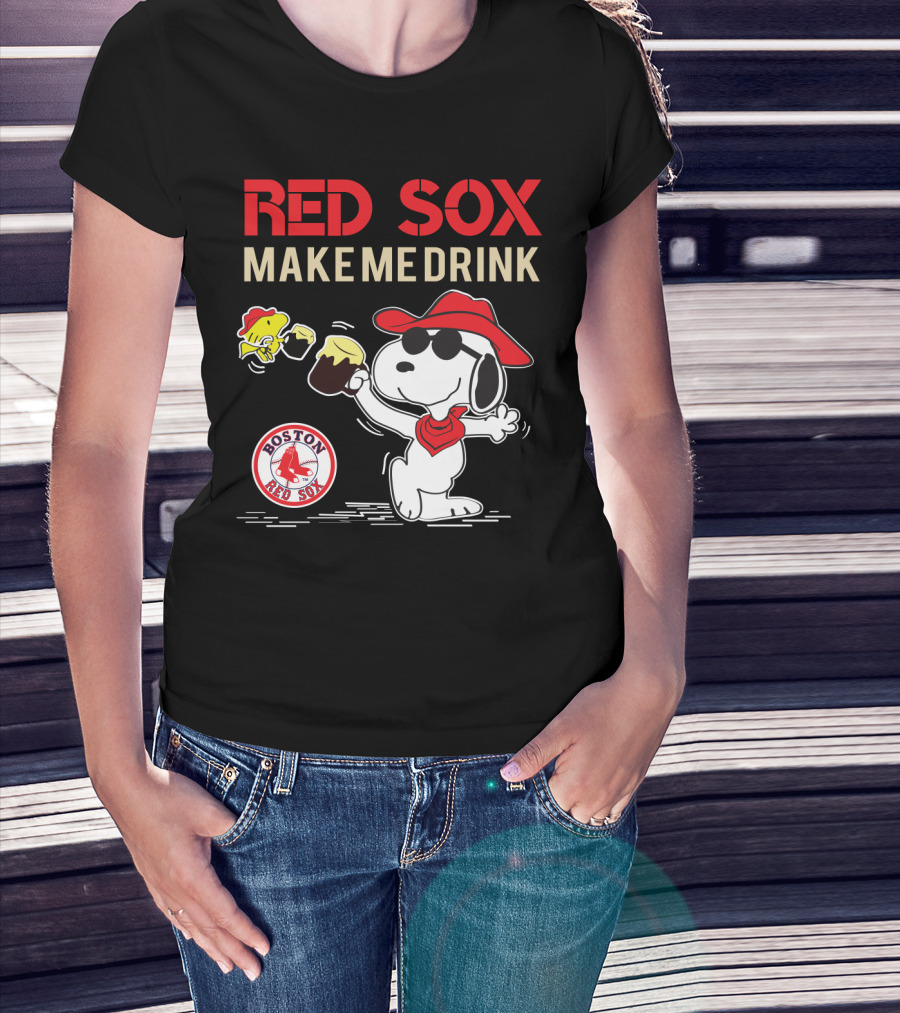 Red Sox Make Me Drink Snoopy Boston Red Sox Fans T-Shirt