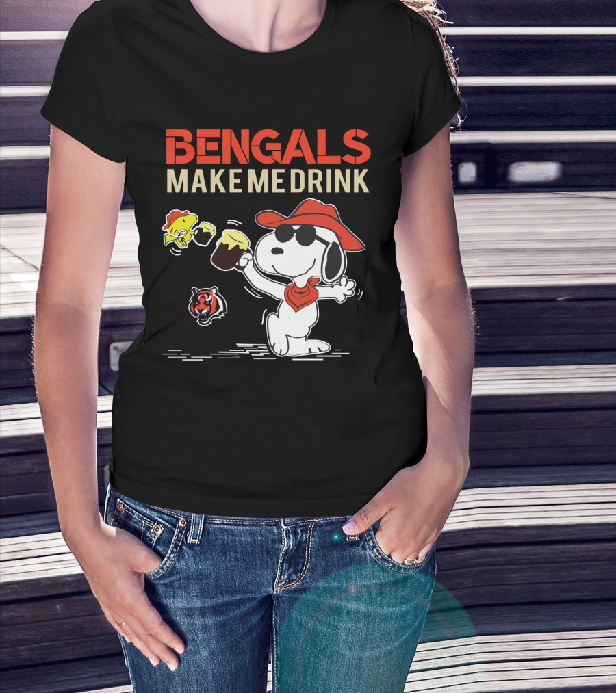 Bengals Make Me Drink Snoopy Cincinnati Bengals T-Shirt