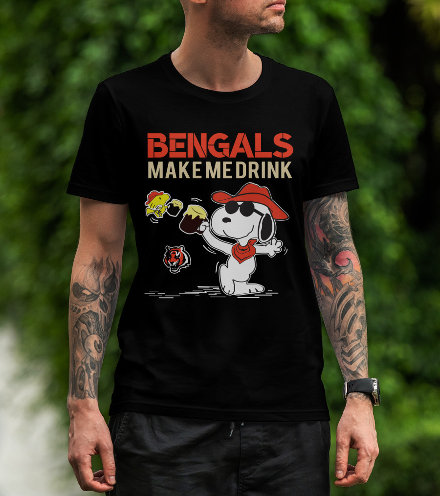 Bengals Make Me Drink Snoopy Cincinnati Bengals T-Shirt