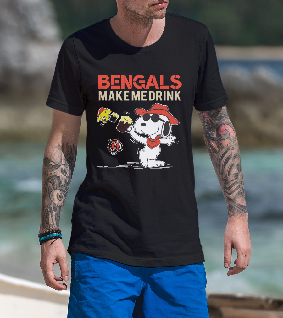 Bengals Make Me Drink Snoopy Cincinnati Bengals T-Shirt