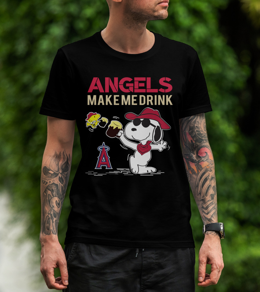 Angels Make Me Drink Snoopy Los Angeles Fans T-Shirt