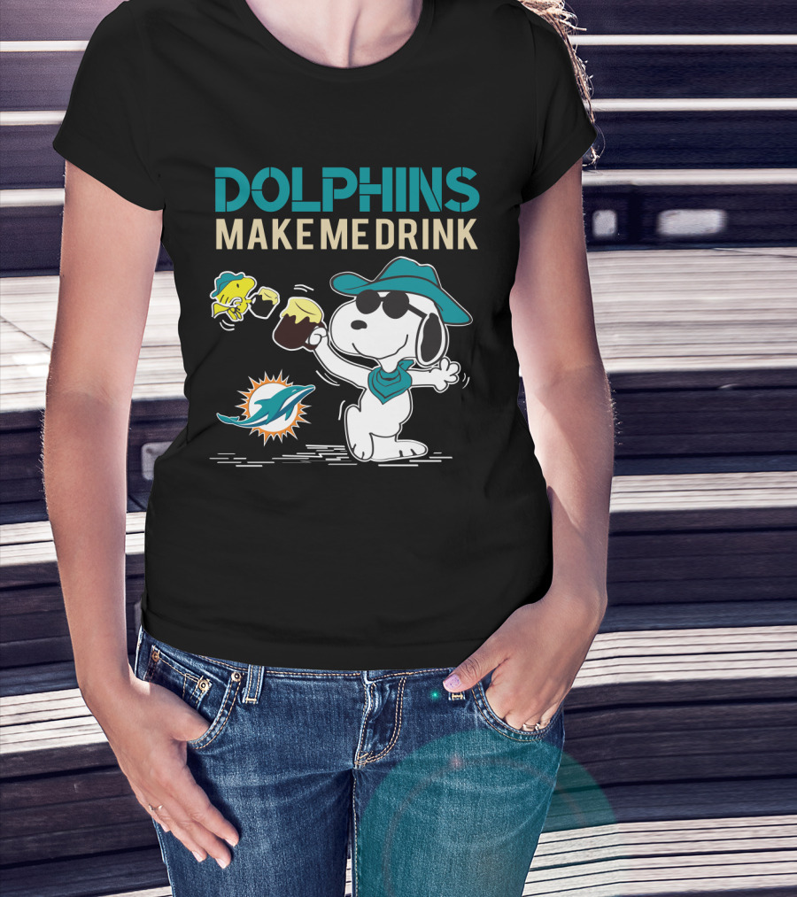 Dolphins Make Me Drink Snoopy Miami Dolphins Fans T-Shirt