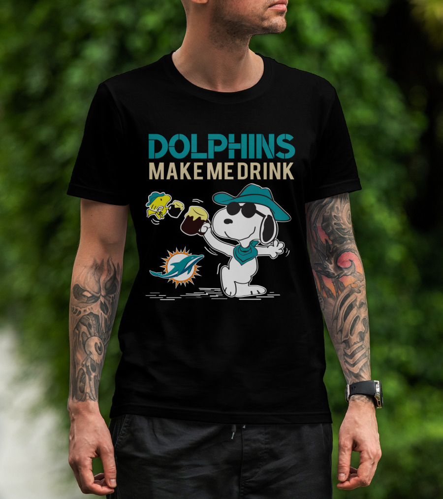 Dolphins Make Me Drink Snoopy Miami Dolphins Fans T-Shirt