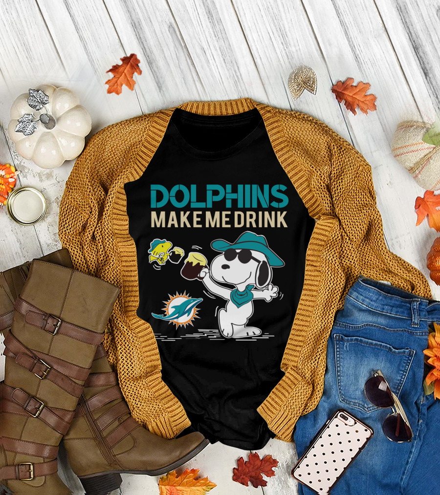 Dolphins Make Me Drink Snoopy Miami Dolphins Fans T-Shirt