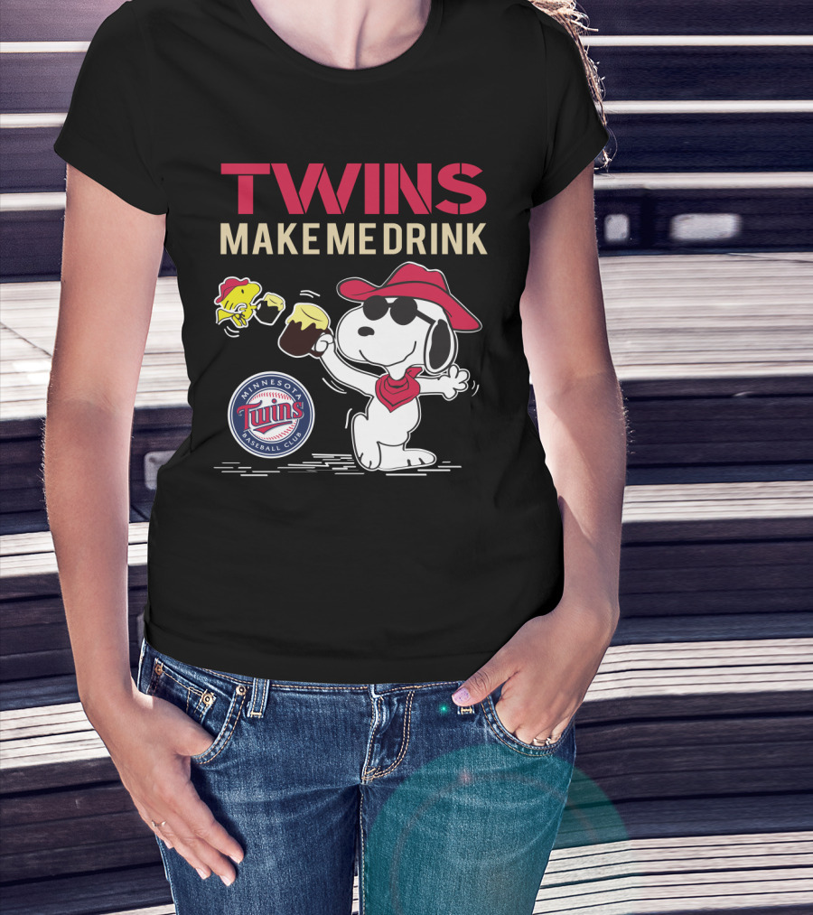 Twins Make Me Drink Snoopy Minnesota Baseball Club T-Shirt