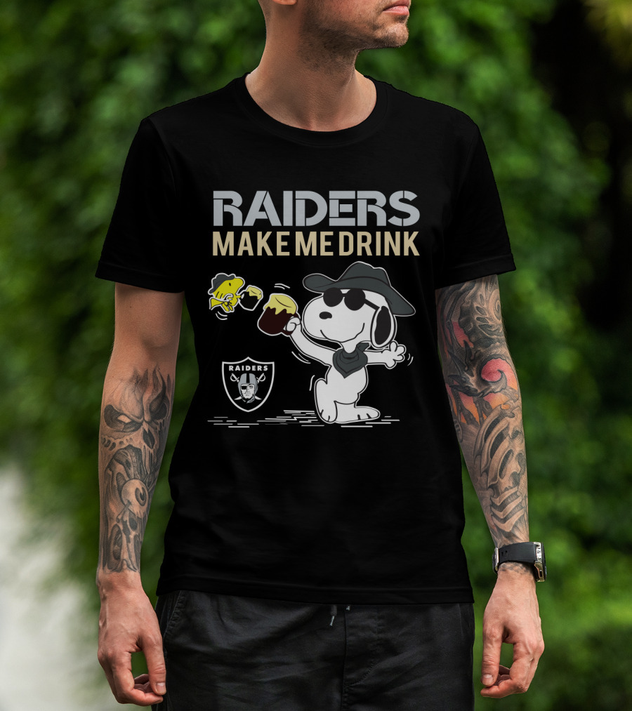 Snoopy Raiders Make Me Drink Oakland Raiders Fans T-Shirt