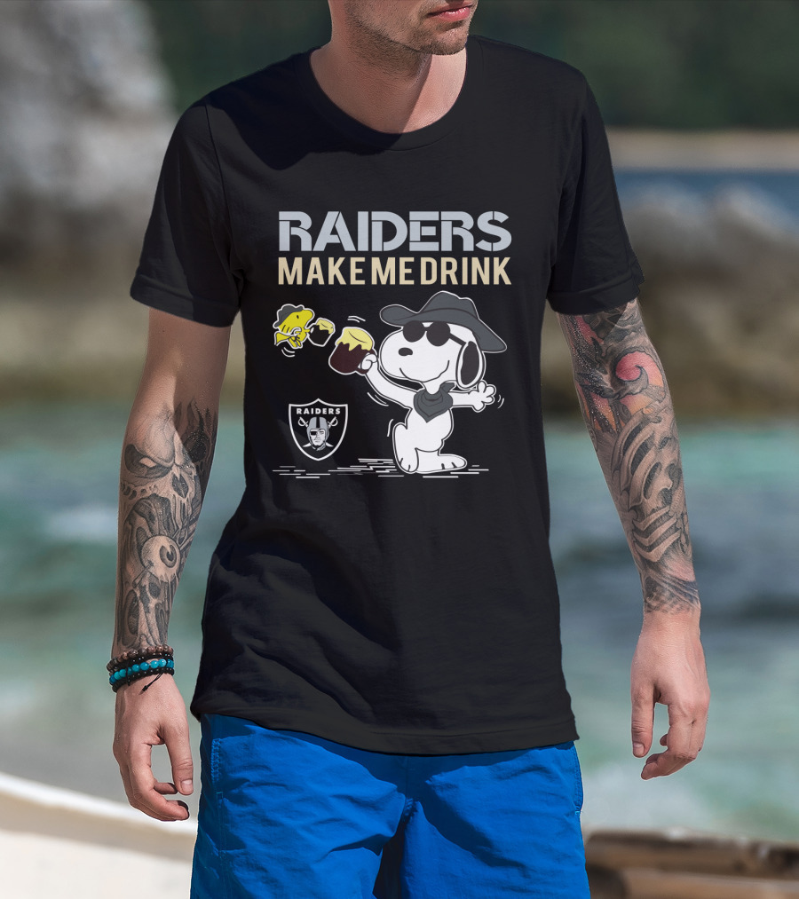 Snoopy Raiders Make Me Drink Oakland Raiders Fans T-Shirt