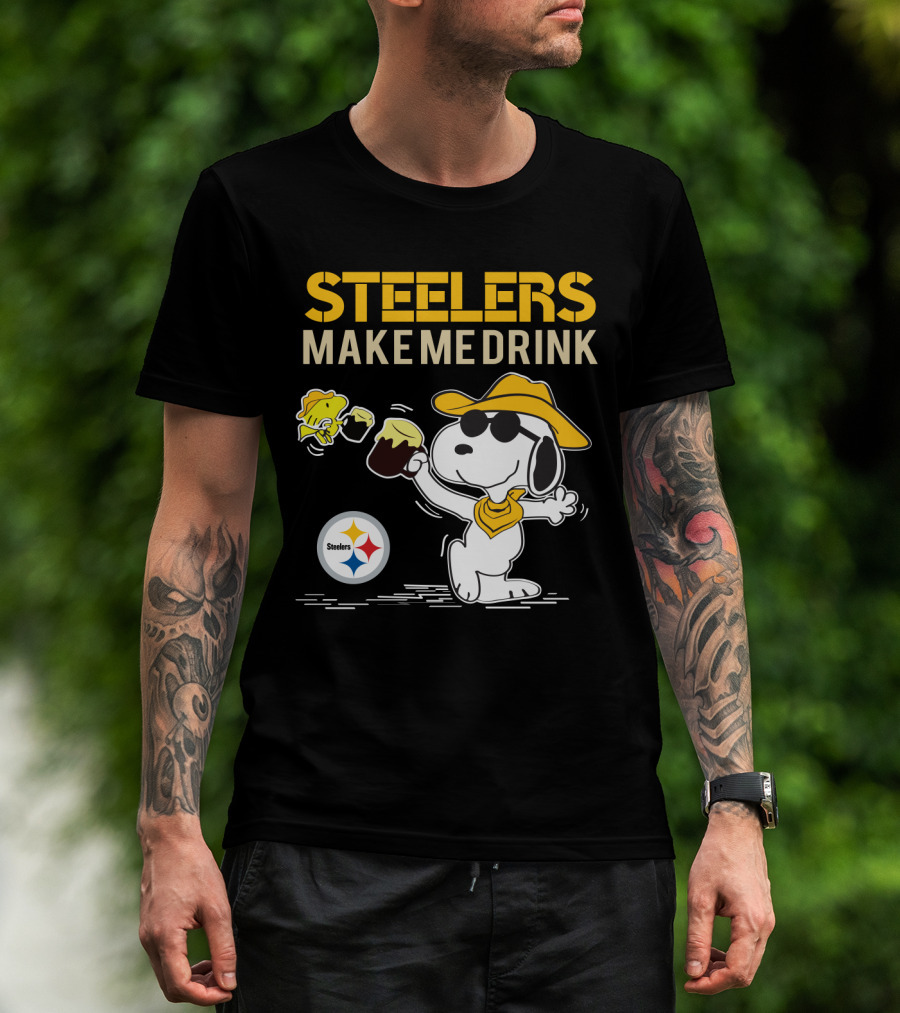 Steelers Make Me Drink Snoopy Pittsburgh Steelers Fans T-Shirt