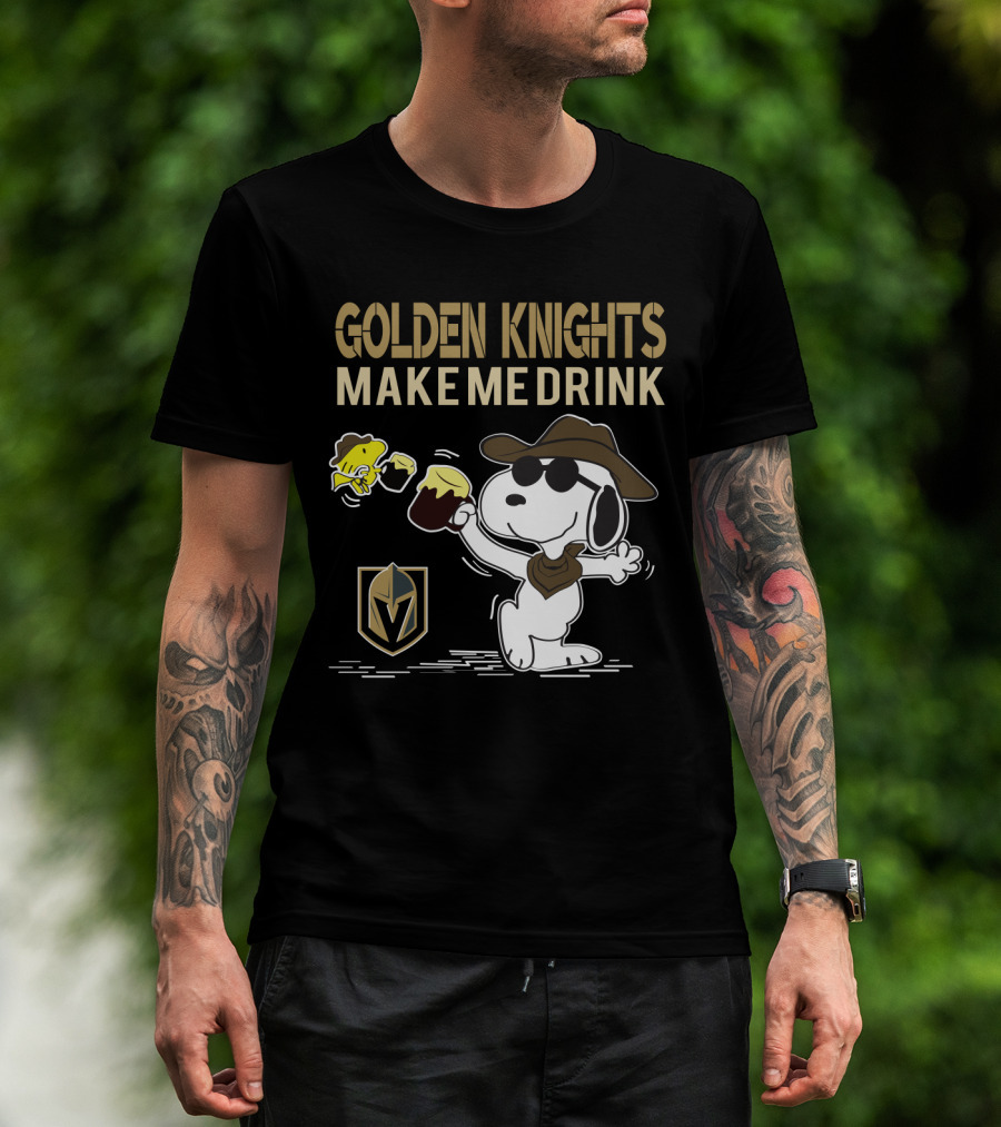Snoopy Golden Knights Make Me Drink Vegas Fans Peanuts Style T-Shirt