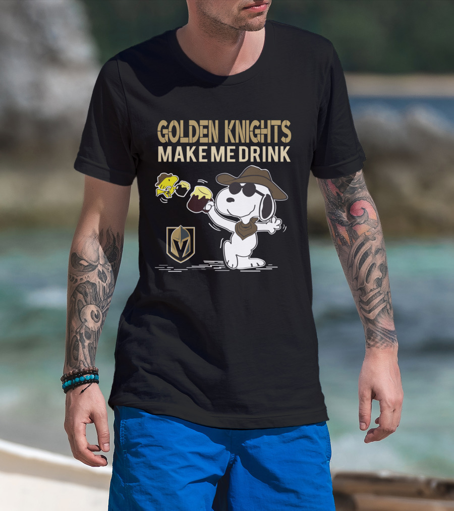 Snoopy Golden Knights Make Me Drink Vegas Fans Peanuts Style T-Shirt