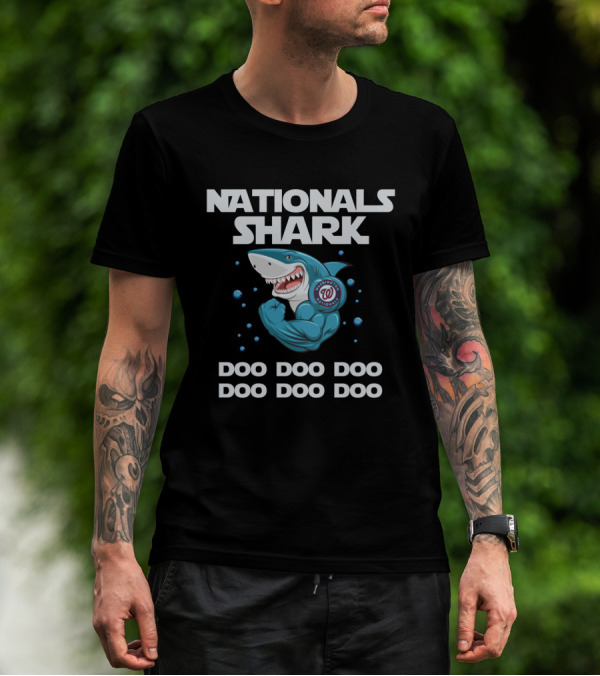 Washington Nationals Shark Doo Doo Doo Nationals Logo MLB T-Shirt