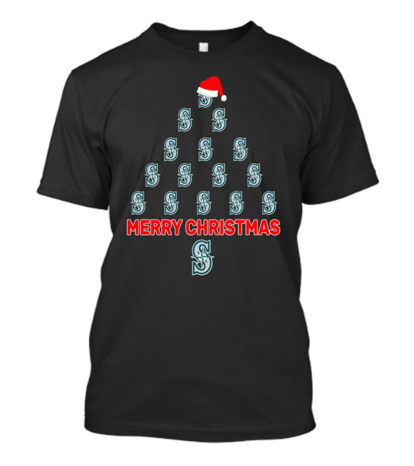 Merry Christmas Seattle Mariners Fan Holiday Tree Santa Hat T-Shirt