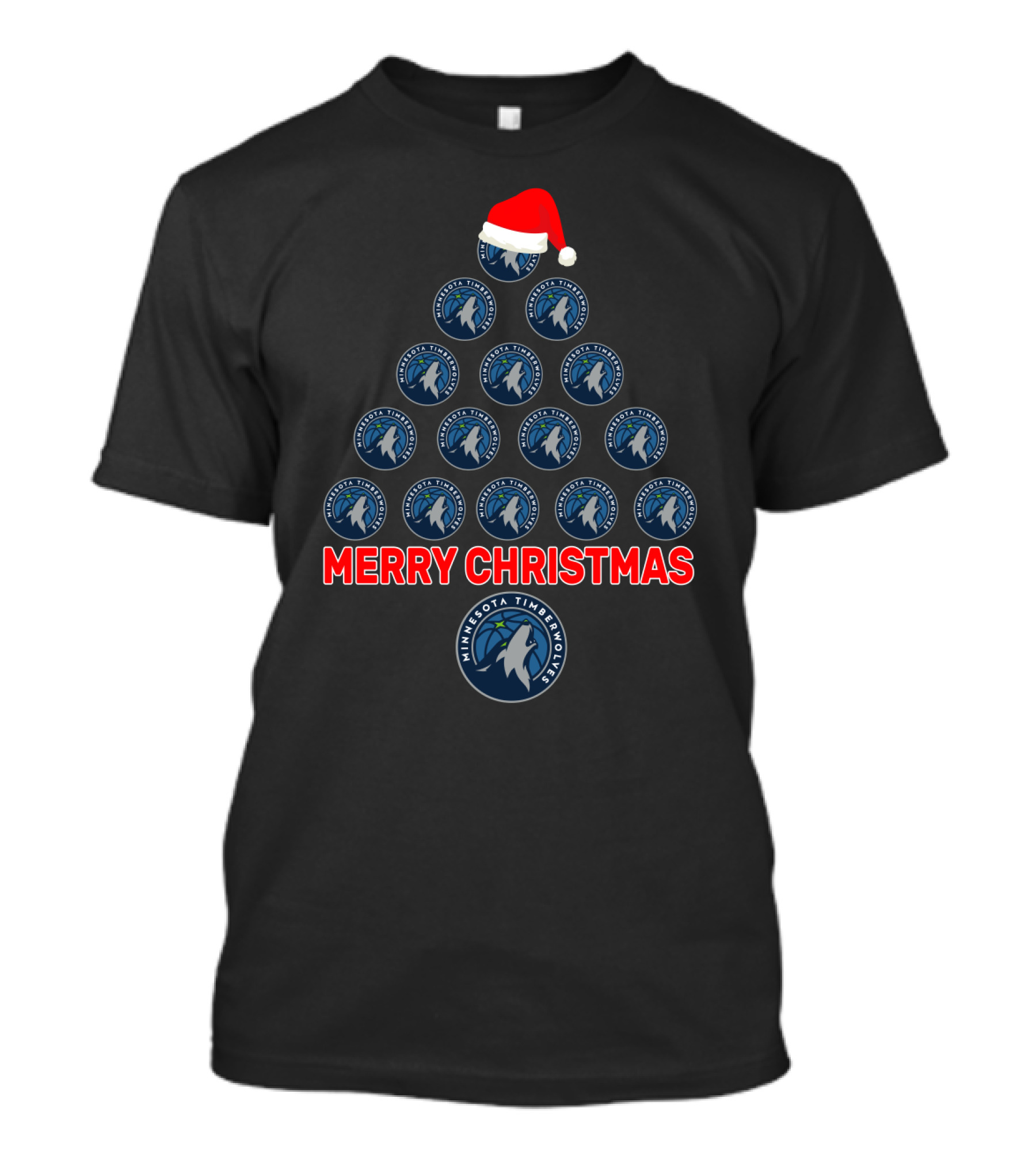 Merry Christmas Minnesota Timberwolves Christmas Tree Fan T-Shirt