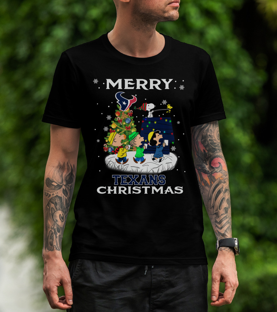 Merry Texans Christmas Snoopy And Friends With Houston T-Shirt