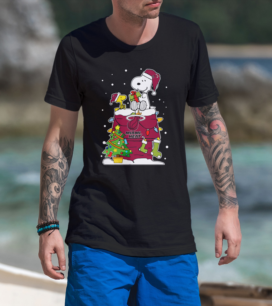Snoopy Christmas Miami Heat Festive Cheer T-Shirt