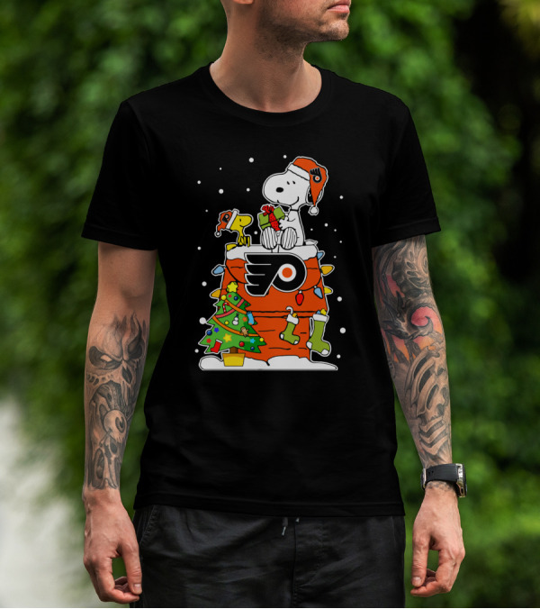 Philadelphia Flyers Snoopy Woodstock Christmas Winter Cheer T-Shirt