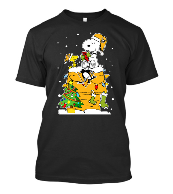Snoopy And Woodstock With Pittsburgh Penguins Christmas Hockey T-Shirt