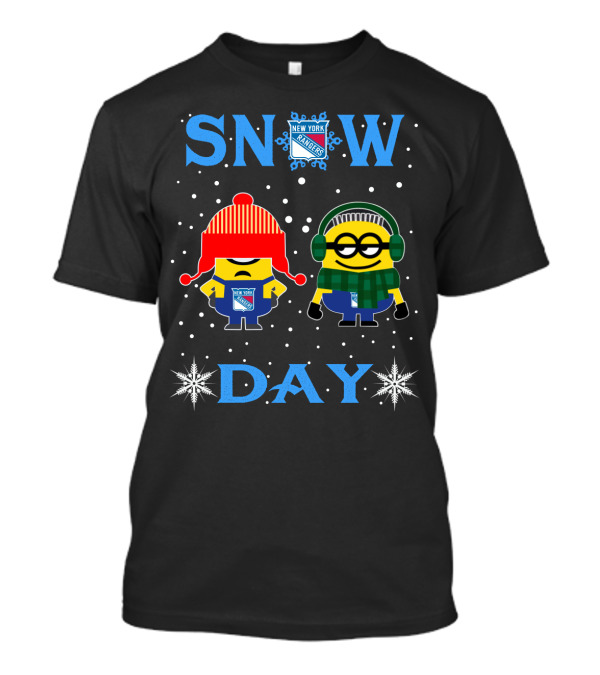 New York Rangers Snow Day Featuring Minions In Winter Gear T-Shirt