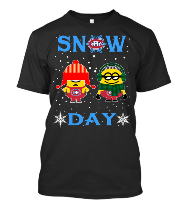 Montreal Canadiens Snow Day Minion Characters Winter Hockey T-Shirt