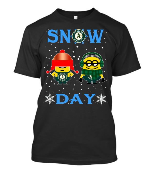 Oakland Athletics Snow Day With Minions Winter Fun T-Shirt