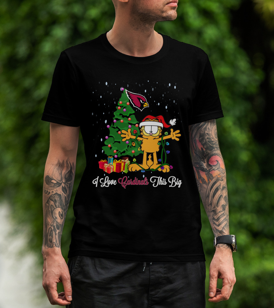 I Love Cardinals This Big Xmas Garfield Cat Arizona Cardinals T-Shirt