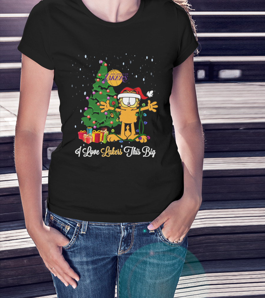 I Love Lakers This Big Xmas For Garfield Cat Los Angeles Lakers T-Shirt