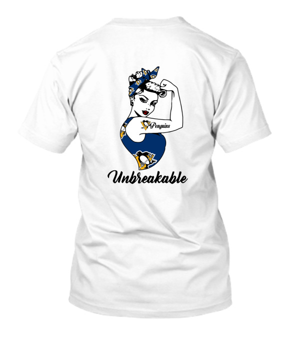Unbreakable Pittsburgh Penguins Strong Girl With Logo Tattoo T-Shirt