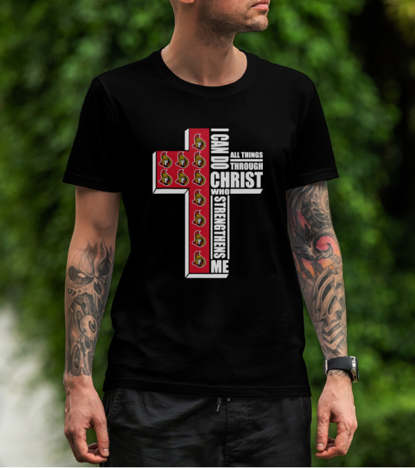 Senators I Can Do All Things Through Christ Logos Cross T-Shirt
