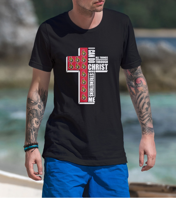 Senators I Can Do All Things Through Christ Logos Cross T-Shirt