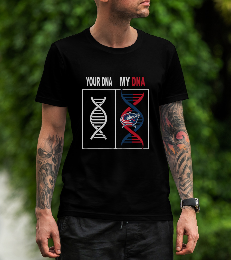 Your DNA My DNA Columbus Blue Jackets Logo DNA Strands Representation T-Shirt