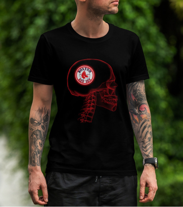 Boston Red Sox Logo Inside Skull Renders Team On My Brain T-Shirt