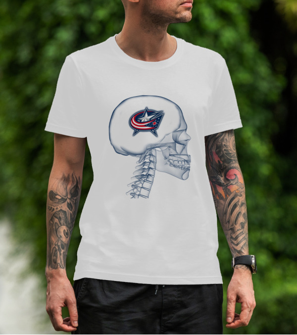 Columbus Blue Jackets Skull With Iconic Logo In My Brain T-Shirt