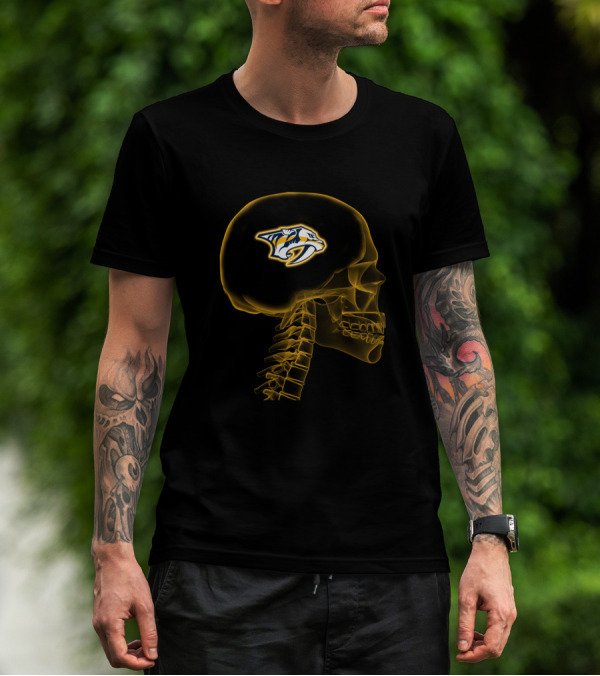 Nashville Predators Logo Inside Brain X-Ray Skull T-Shirt